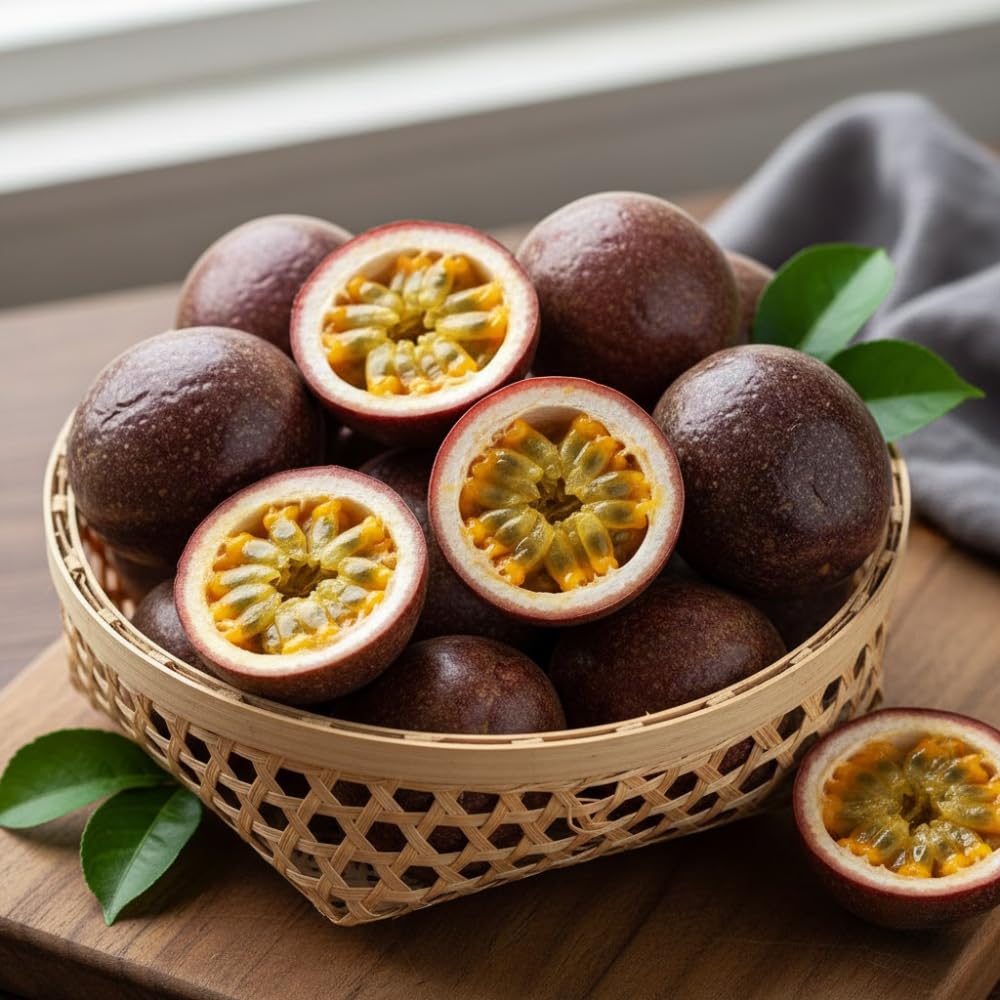 Purple Passion Fruit Live Plant, Passion Fruit Plant Live, Cold Hardy, 1-2 Feet in Height, 1 Gallon Pot for Outdoor Gardening