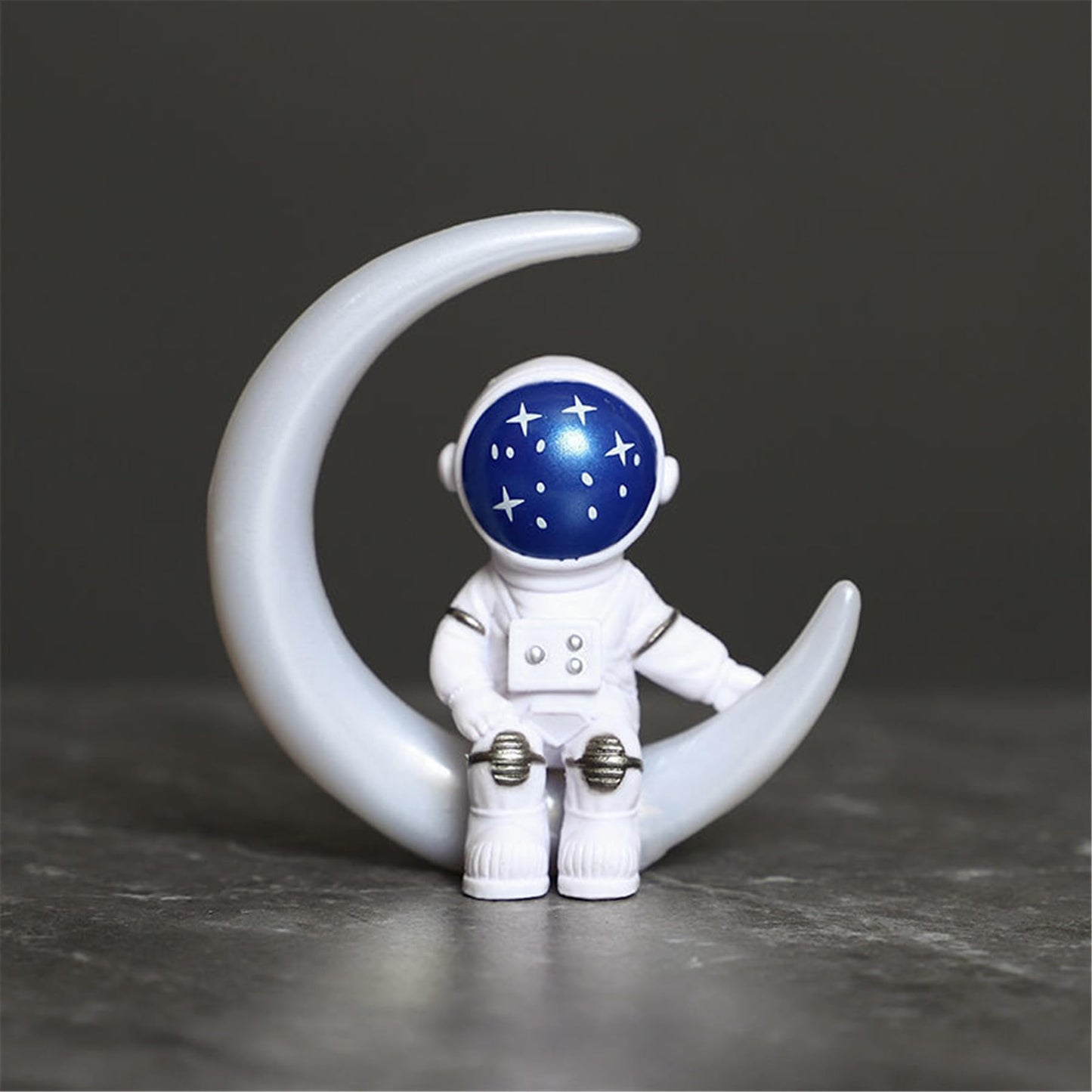 Ni-JASW Blue White Astronaut Statues Set of 4, Spaceman Sculpture Figurines Outer Space Theme Decor for Nursery Room Cake Topper