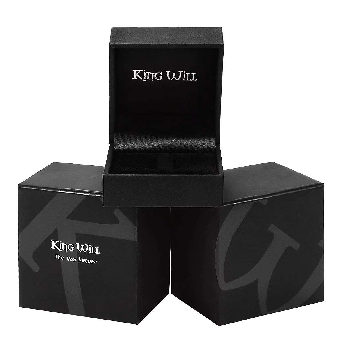 King Will 9mm Men's Black Wedding Ring - Brushed Matte Surface, Beveled Polished Edge, Comfort Fit Size 6