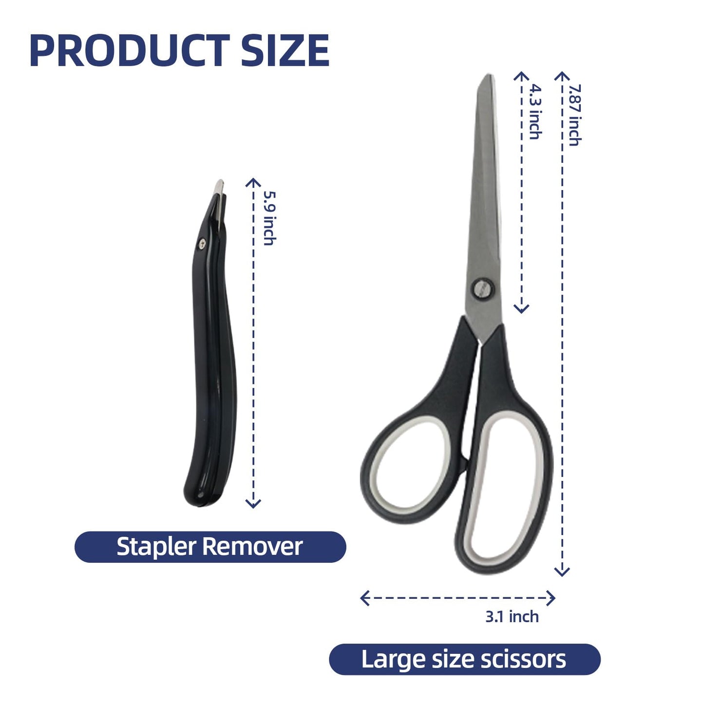 Office Desk Accessories, Desk Organizers and Accessories, Stapler and Tape Dispenser Set Metal Storage Box,Stapler,Staple Remover,Paper Clips,Ruler,Scissors.Suitable for Office and Study Use,Black