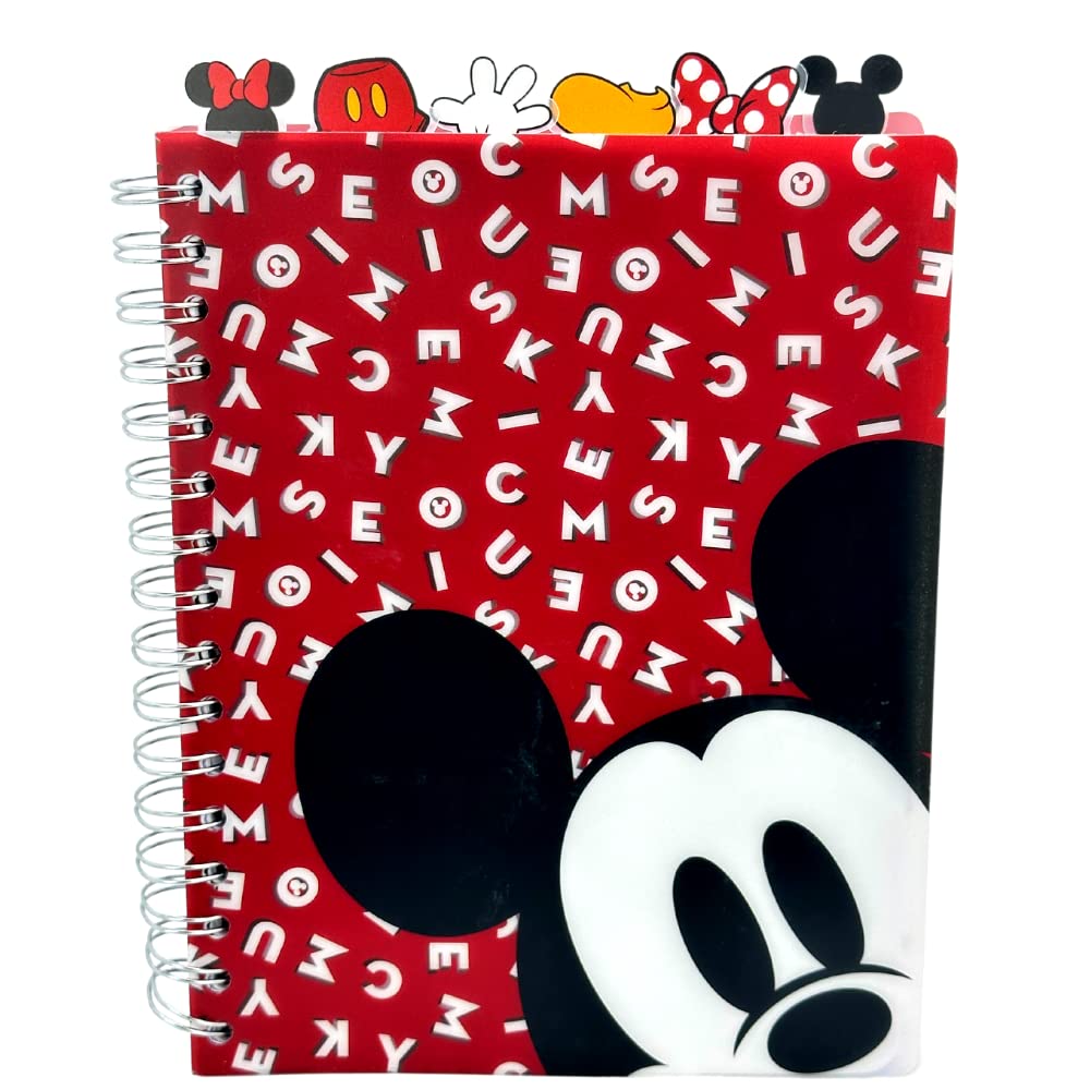 Disney Minnie and Mickey Mouse Journal Notebook, Spiral Bound, 144 Lined Pages, 8 x 7 inches, Red