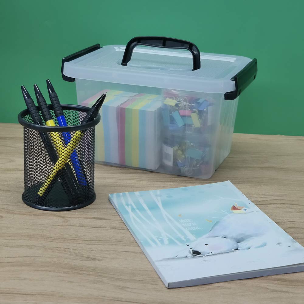 Anbers 3 Quart Small Clear Storage Box with Lid, Set of 6