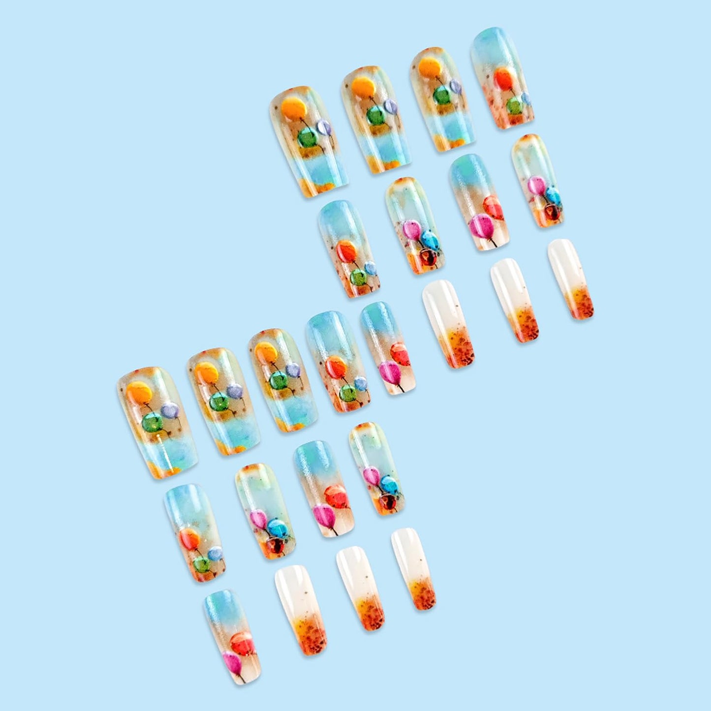 EYZOTSF Press on Nails Medium Square Shaped Acrylic Medium Square Shaped False Nails with Designs Artificial Short Coffin Fake Nails with Charms Glue ons Fingernails for Women Girls(FD040)