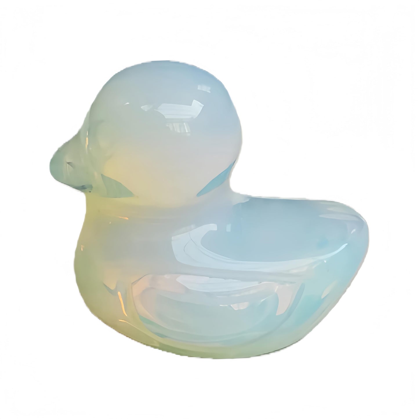 Bacatgem Synthetic Opalite Crystal Duck Carving Positive Energy Home Decoration Desk Decor,1.18 Inchs Crystal and Healing Stone Ornament