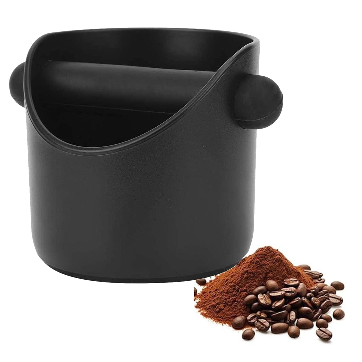 Coffee Knock Box Shock-Absorbent Durable Barista Style Knock Box With Removable Knock Bar and Non-Slip Base Gift (4.6 x 4.3 Inch-Black)