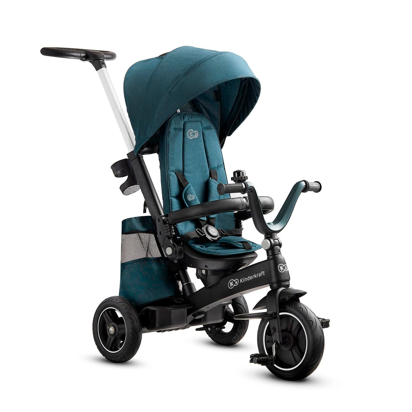 Kinderkraft EASYTWIST Trycicle for Kids Toddlers, Trike 5-in-1, Swivel seat 360° Rotation, Waterproof Material with UPF50+ Filter, Adjustable Parent Handle, Green