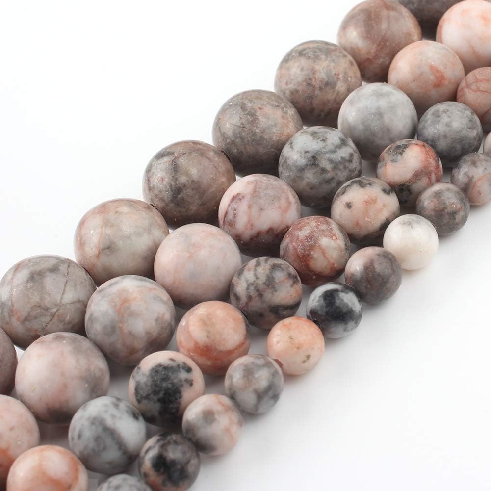 6mm Pink Zebra Natural Stone Beads Round Loose Beads for Jewelry Making Yochus DIY Beads Bracelet Necklace