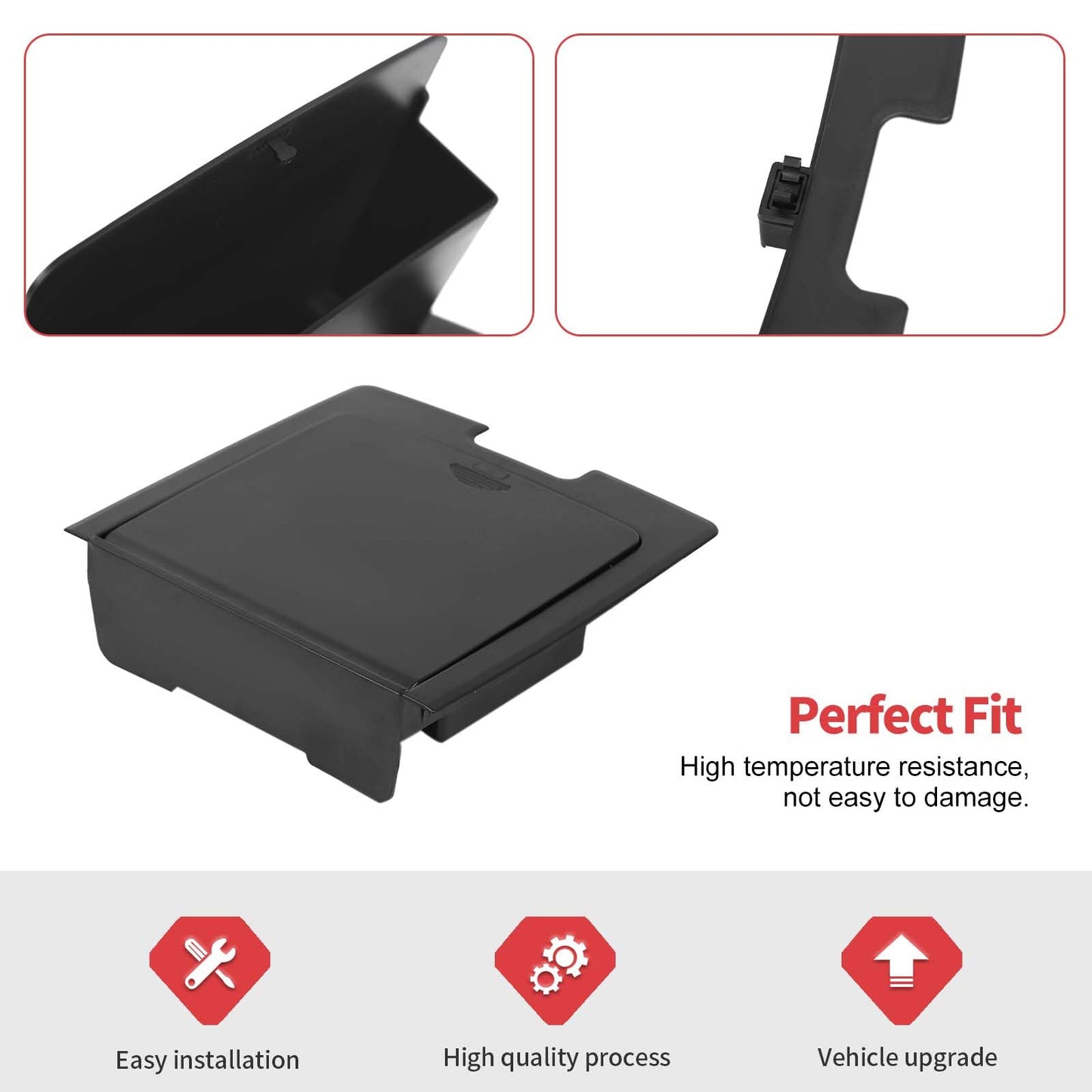 Jimen Armrest Hidden Storage Box Compatible with Jeep Wrangler JK & Unlimited 2011-2018, Center Console Organizer Tray Secret Compartment (Black)