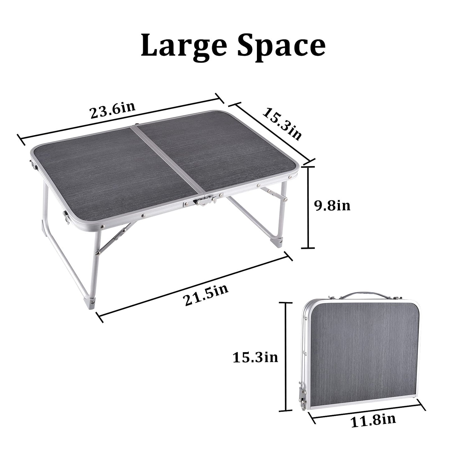 Foldable Laptop and Bed Table with Storage, Portable Mini Lap Desk for Legs, Ideal for Study, Reading, Picnic, Breakfast,and More