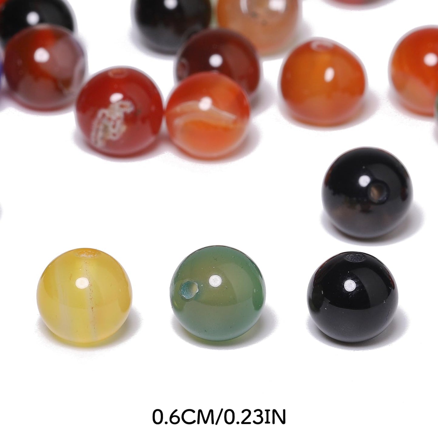 6mm Natural Multicolor Agate Beads for Jewelry Making Round Loose Gemstone Stones 1 Strand 15 Inch (About 60-63 pcs)