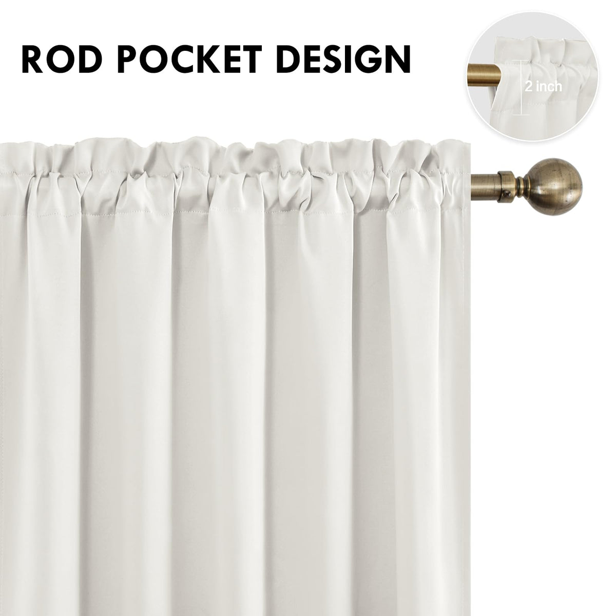 Short Blackout Curtains 60 x 36 Inch Long for Kitchen RV Bunk Ivory (2 Count)