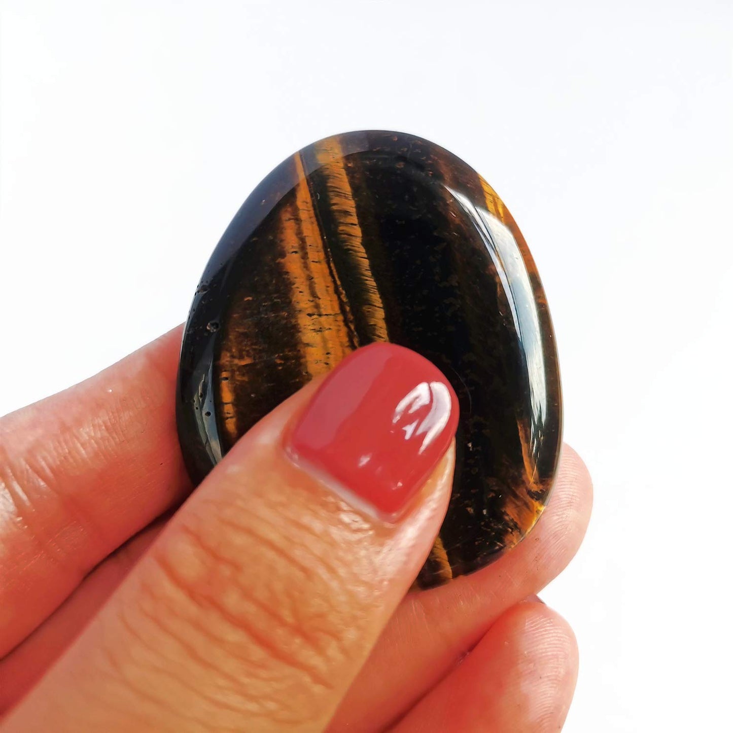 Bacatgem Natural Tiger's Eye Water Drop Chakra Thumb Worry Stone,Stress Relax Healing Reiki Crystal Pocket Palm Stones