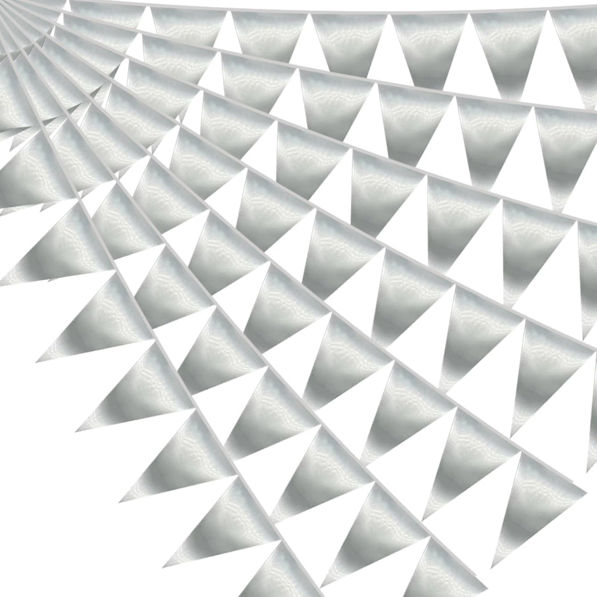 40M/130FT Silver Triangle Pennant Banner Flag Metallic Fabric Bunting Garland for Christmas Graduation Wedding Engagement Anniversary Bachelorette Birthday Bridal Shower Valentines Hen Party Supplies