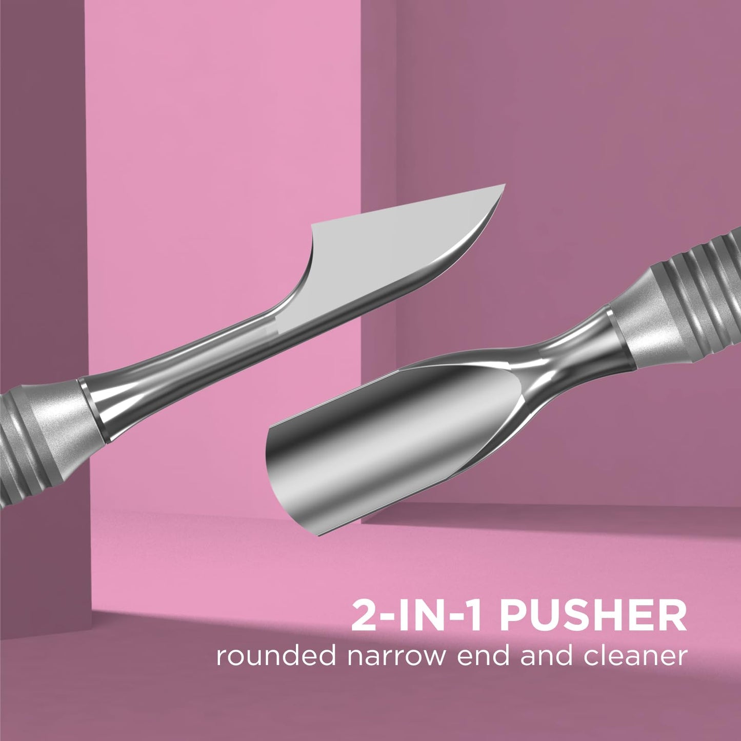 Staleks Beauty & Care Manicure Pusher 30 Type 1 – Dual-Ended Cuticle Pusher and Hatchet-shaped Cleaner – Stainless Steel Tool for Home Use
