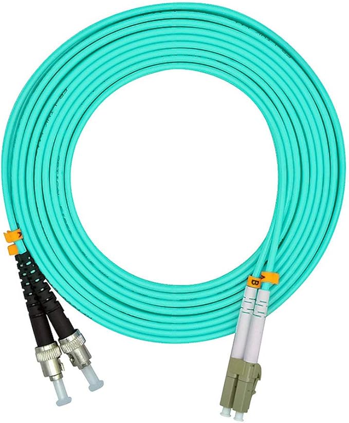 Jeirdus 20Meters 65ft LC to ST Duplex 50/125 10G OM3 Multi-Mode Fiber Optic Cable Jumper Optical Patch Cord LC-ST