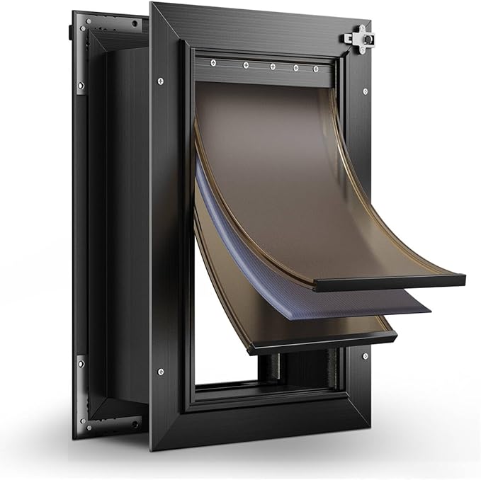 VOSOIR 3-Flap Insulated Aluminum Extra Large Dog Door for Wall