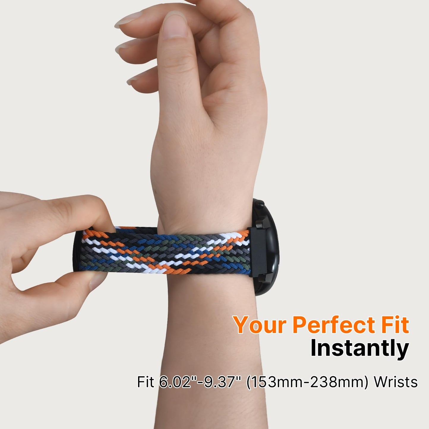 Fullmosa Magnetic Braided Watch Bands - 18mm 20mm 22mm Quick Release Watch Strap, Stretchy Nylon Solo Loop Compatible with Garmin Samsung Galaxy Amazfit for Men Women(20mm, Denim+Black)