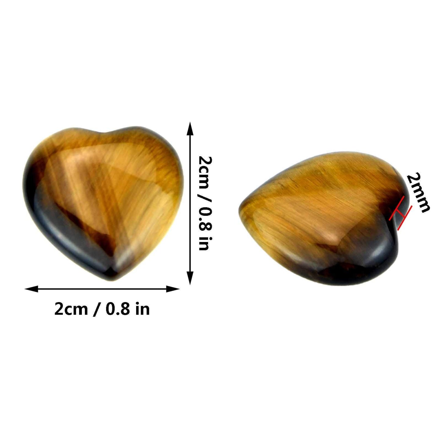 Marrywindix 15 Packs 0.8 Inch Healing Crystal Natural Tiger Eye Stone Heart Love Carved Palm Worry Stone Chakra Reiki Balancing
