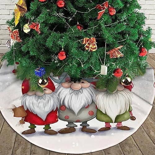 Christmas Gnome Winter Snowman Christmas Tree Skirts 36", Xmas Tree Cloth Mats Trees Skirts for Decor Gift, Home Decoration