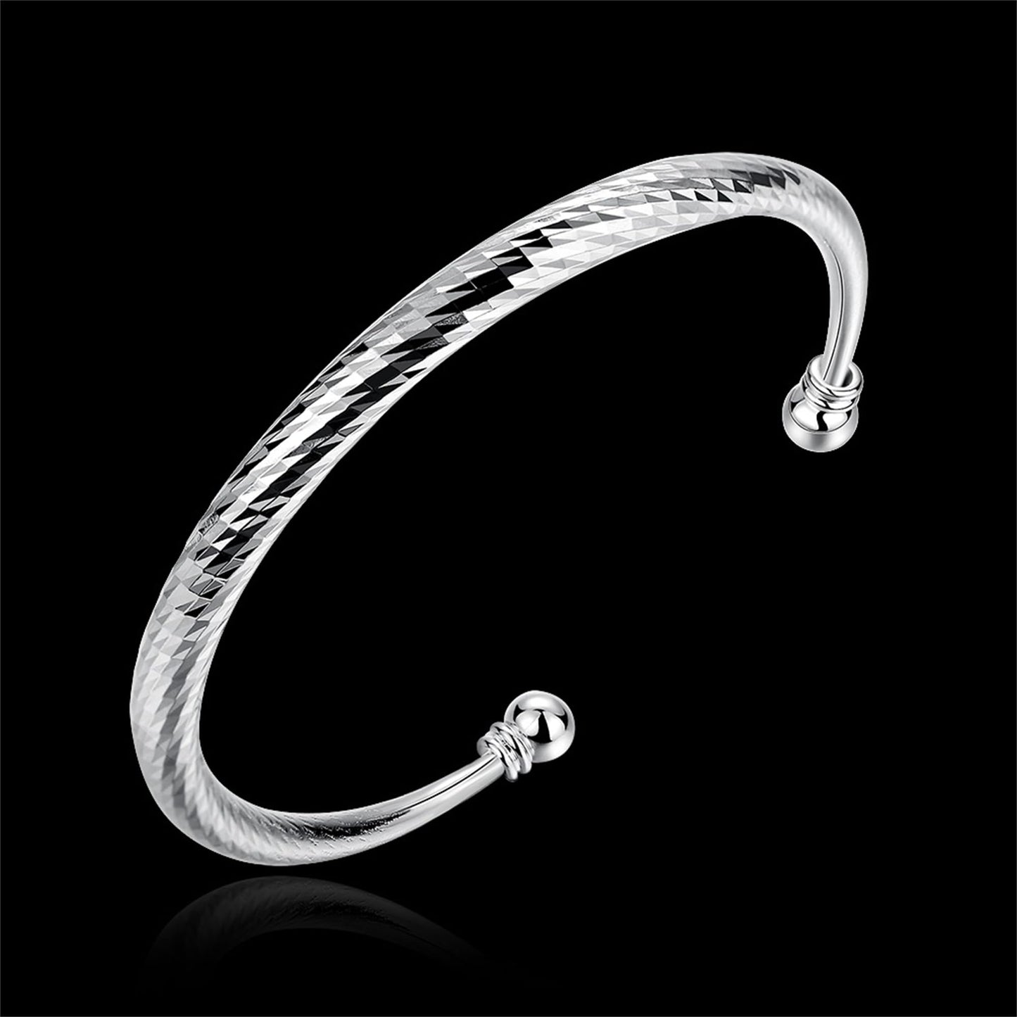 925 Sterling Silver Cuff Bangle Bracelet for Women Men Platinum Plated Bangle Bracelet Open Bangle Cuff Bracelet Twisted Adjustable Bangle Bracelet for Women Stackable Minimalist Bangle Bracelet