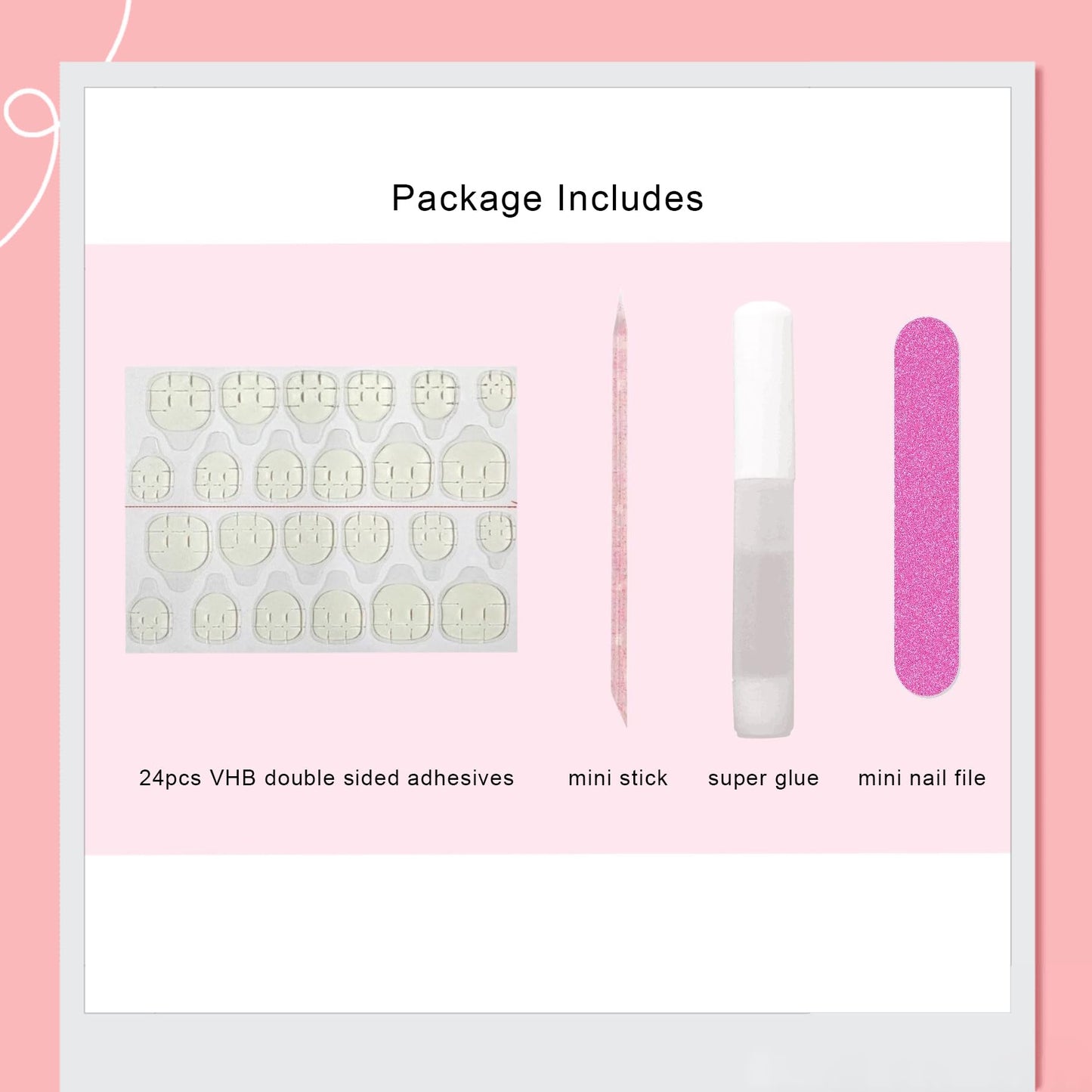 24 Pcs French Tips Almond Cute Press on Nails - Blue, Preppy, Handmade Flowers Designs - Short Round Nails