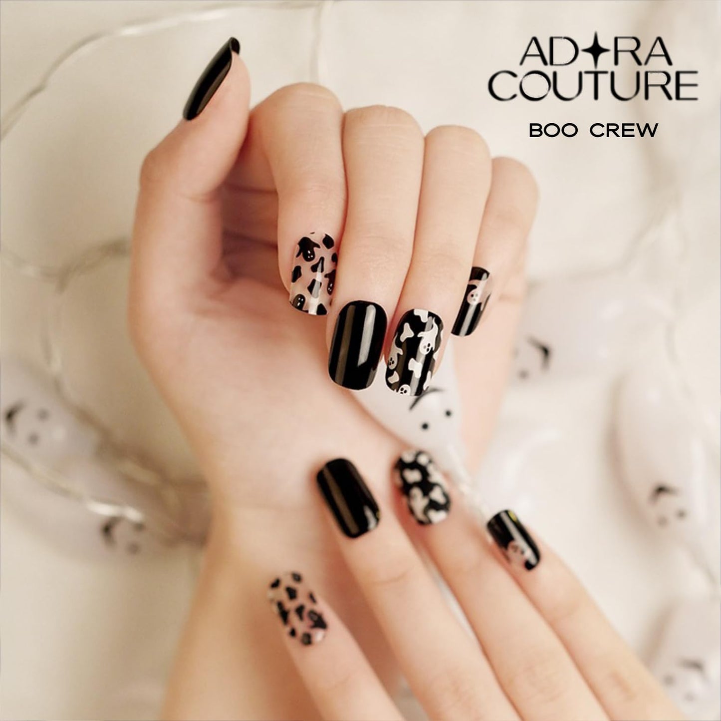 Adora Couture Semi-Cured Gel Nail Strips - 20 Salon-Quality Gel Sticker with UV Light Required, Long Lasting, Easy Application & Removal, Includes Prep Pad, Nail File, Wooden Stick – Boo Crew