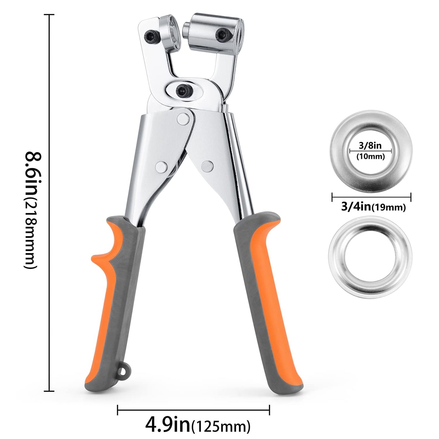 Grommet Tool Kit 3/8 Inch (10mm), Heavy Duty Handheld Manual Press with Hole Punch & 500pcs Eyelets for Leather, Canvas, Fabric, Tarps, Vinyl & Banners