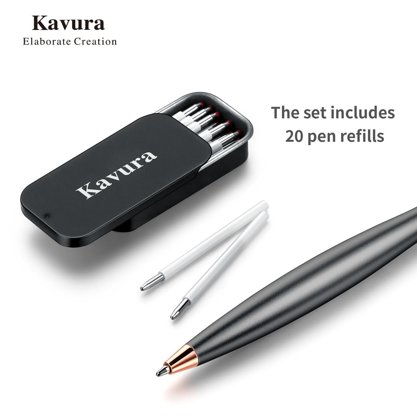 Kavura Metal Gravity Spinner Pen – Crafted with Japanese Precision, Anodized for a Sleek Metallic Finish – Relieves Stress & Sparks Creativity – Elegant Gift for Professionals and Graduates (Black)