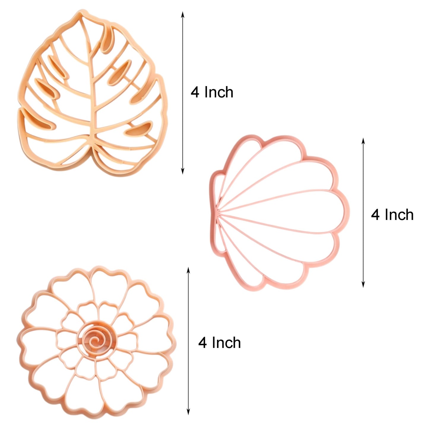 GOTO CLAY TOOLS Trinket Cutter Set for Polymer Clay Display & Jewelry Styling – Monstera, Shell & Flower Shapes | MOSHEFL-TRI