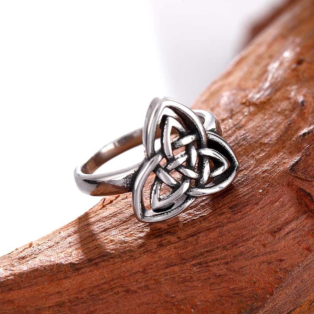 YWMAN Celtic Knot Rings for Women, Stainless Steel Triquetra Trinity Ring, Witches Knot Irish Jewelry Gift (8)