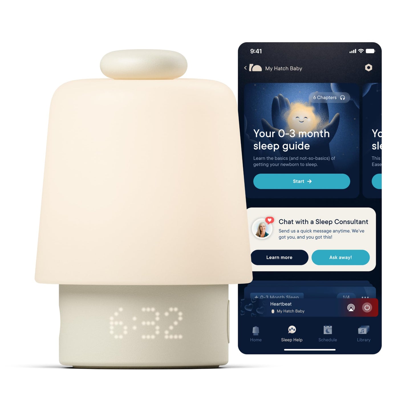Hatch Baby Sound Machine, Night Light (Putty) | Sleep Support | Registry Essential, Routine Builder, Time-to-Rise Alarm Clock, White Noise, Nursery Stories, Toddler Kids (Wi-Fi)