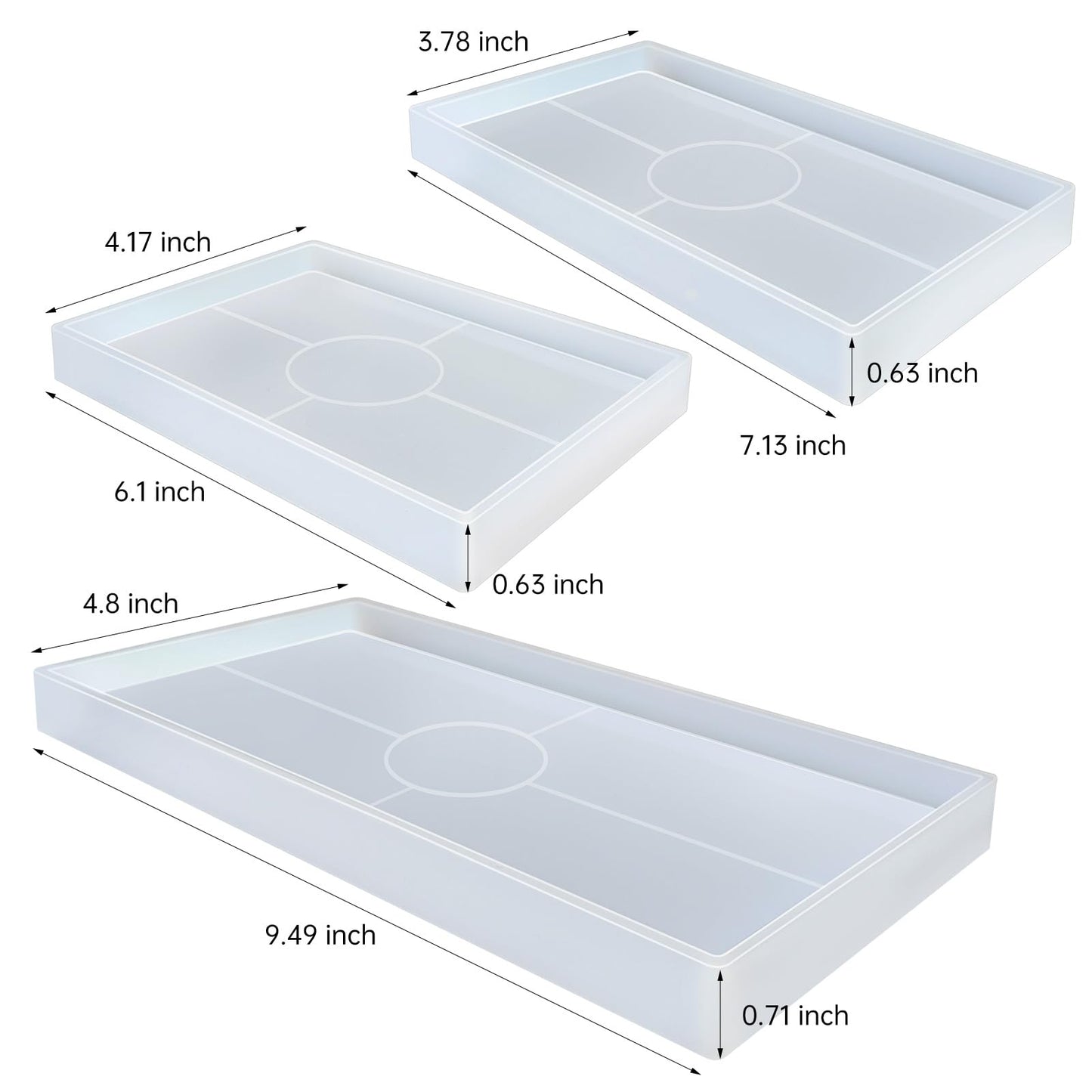 Midnadiy Durable Resin Tray Molds, 3 Pcs Silicone Tray Molds for Epoxy Concrete Trinket Tray Mold, Rectangle Resin Coaster Molds for DIY Jewelry Trinket Dish,Home Decor, DIY Gift