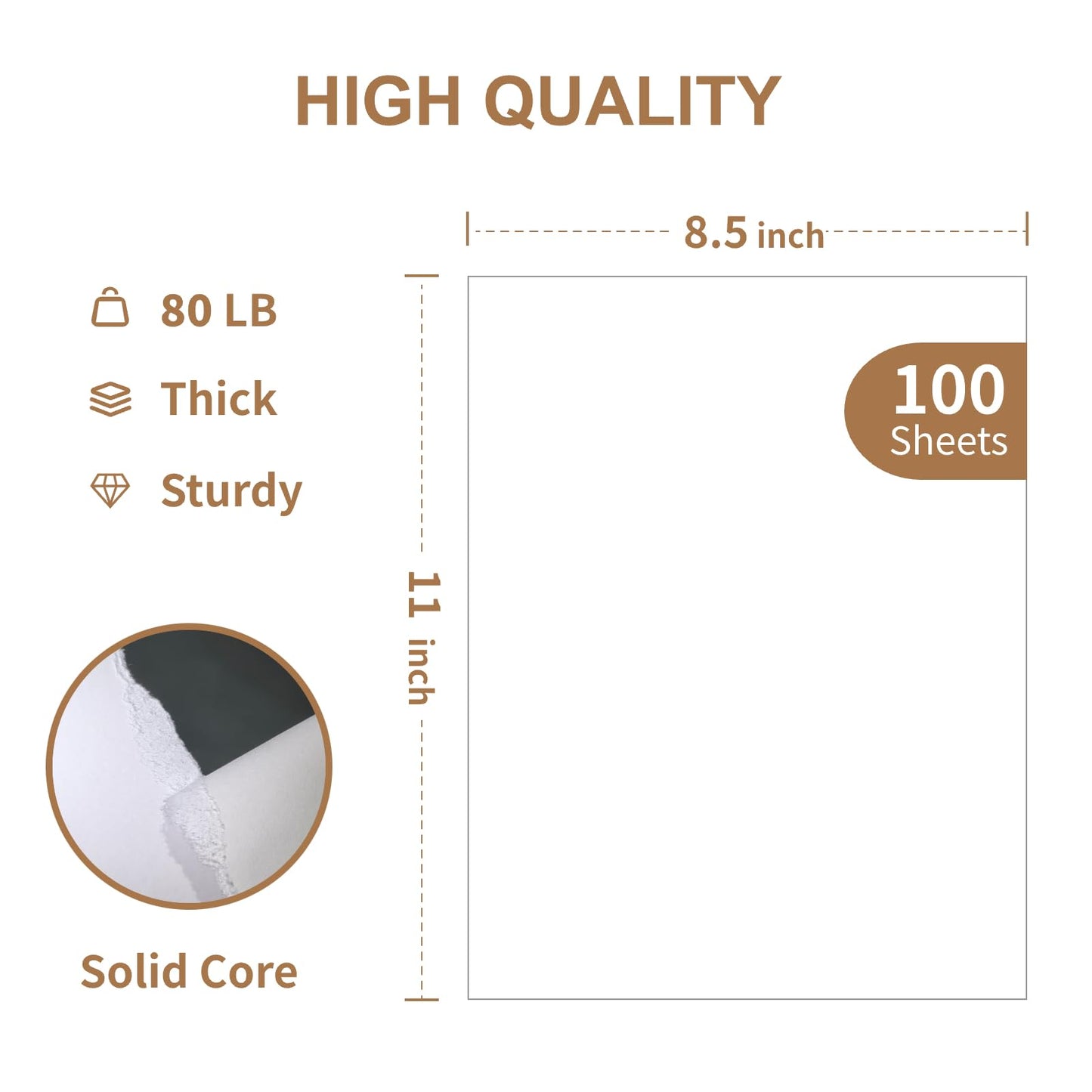 100 Sheets White Cardstock 8.5 x 11, Creebe 80lb Thick White Card Stock, 240gsm Certificate Printer Paper for Invitations, Crafts, Diy Cards, Wedding