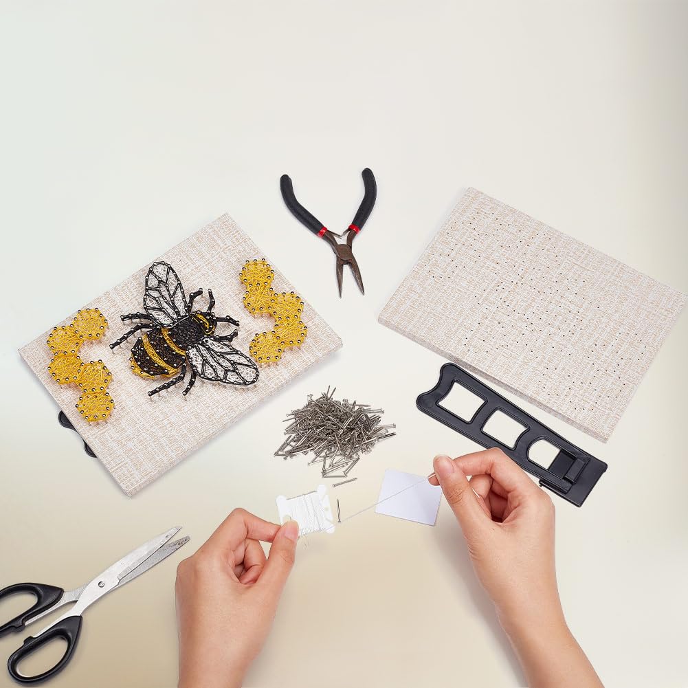 WEBBEDY 3D String Art Kit DIY Bee String Arts and Craft Kits for Adults Beginners Include All Necessary Accessories and Wooden Frame, Home Wall Decorations Unique Gift