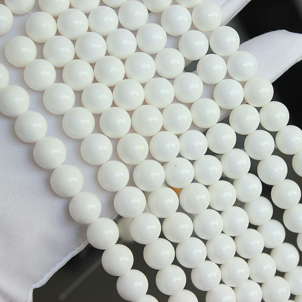 MJDCB 7A Natural Deep Sea White Shells Round Stone Beads for Jewelry Making DIY Bracelet Necklace (10mm)
