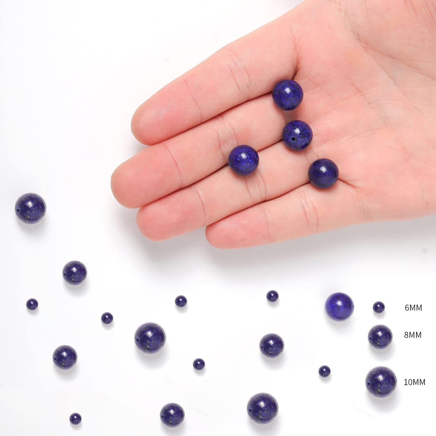 45pcs 8mm Natural Lapis Lazuli Gemstone Beads Energy Healing Crystal Round Loose Stone Beads for Jewelry Making, DIY Bracelets Necklaces