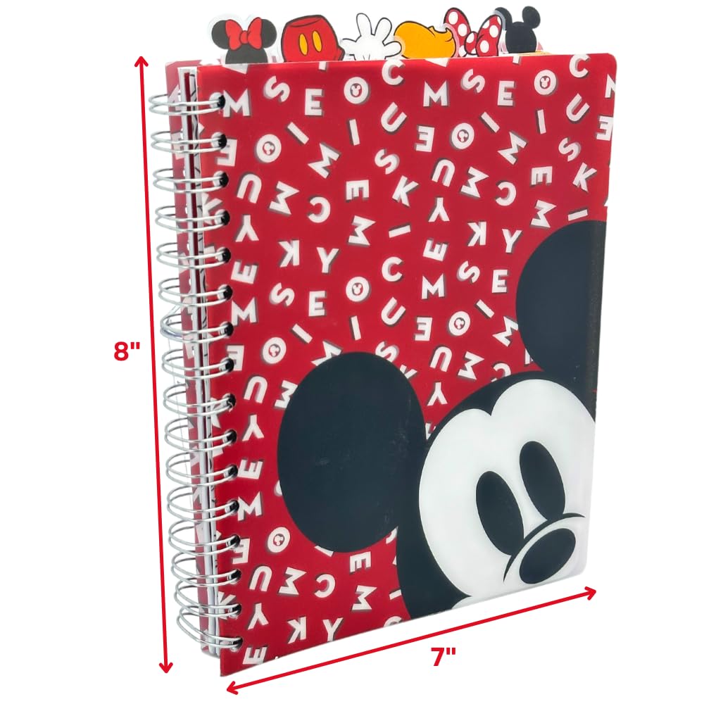 Disney Minnie and Mickey Mouse Journal Notebook, Spiral Bound, 144 Lined Pages, 8 x 7 inches, Red