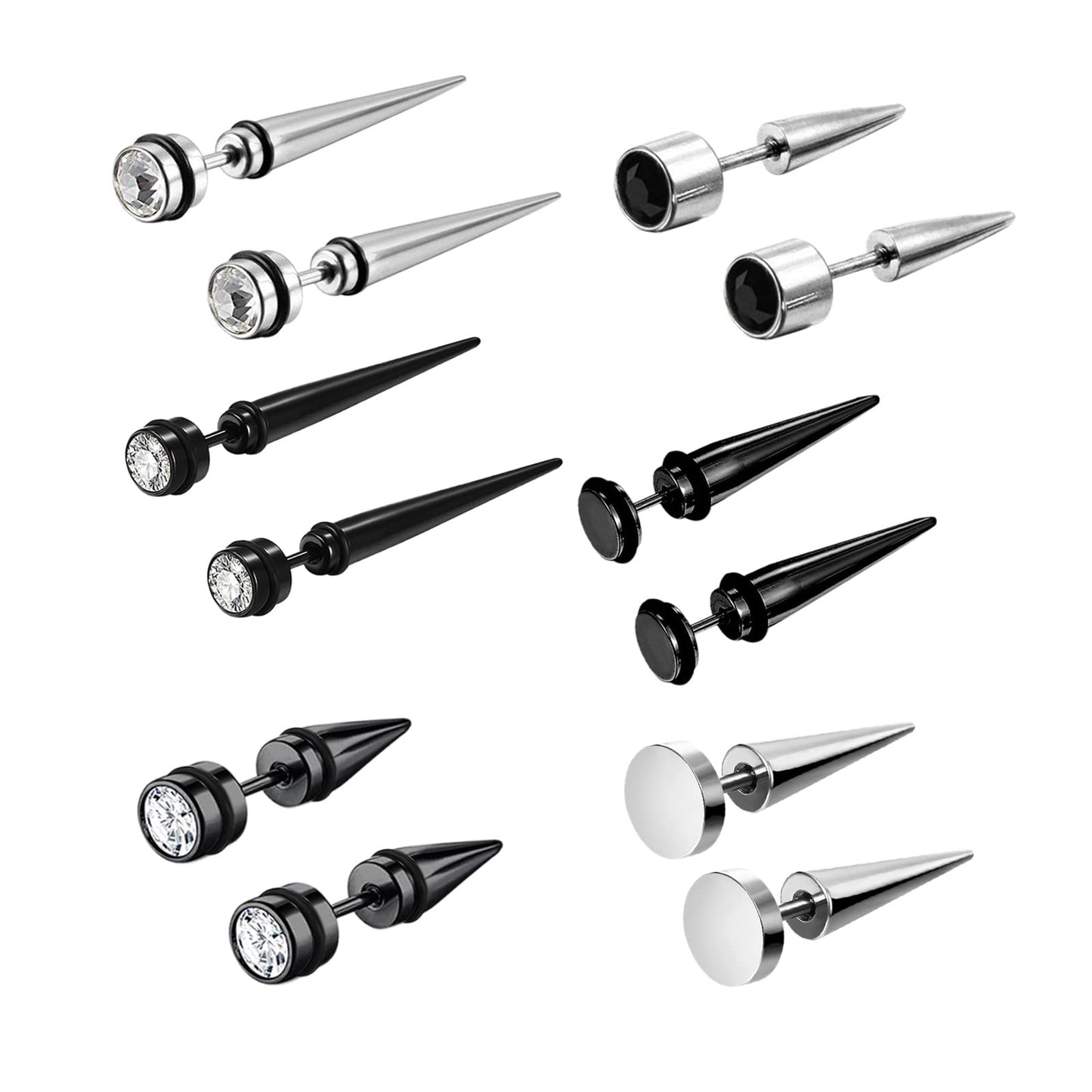 Aroncent 12PCS Stainless Steel Spike Hoop Earrings