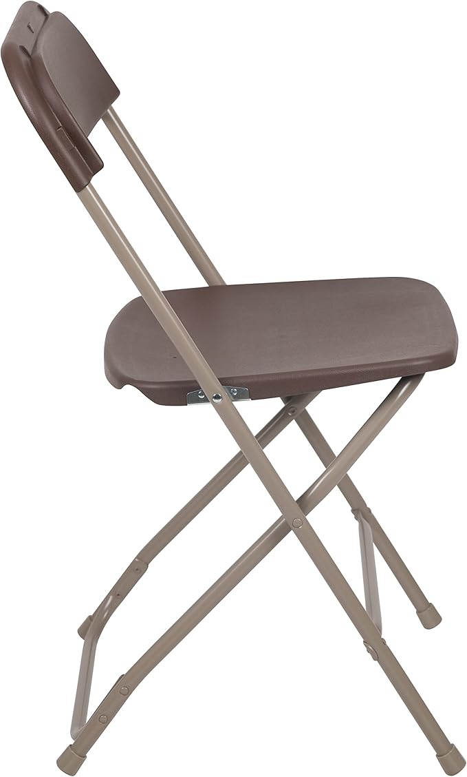 Flash Furniture Hercules Series Plastic Folding Chair - Brown - 4 Pack 650LB Weight Capacity Comfortable Event Chair-Lightweight Folding Chair