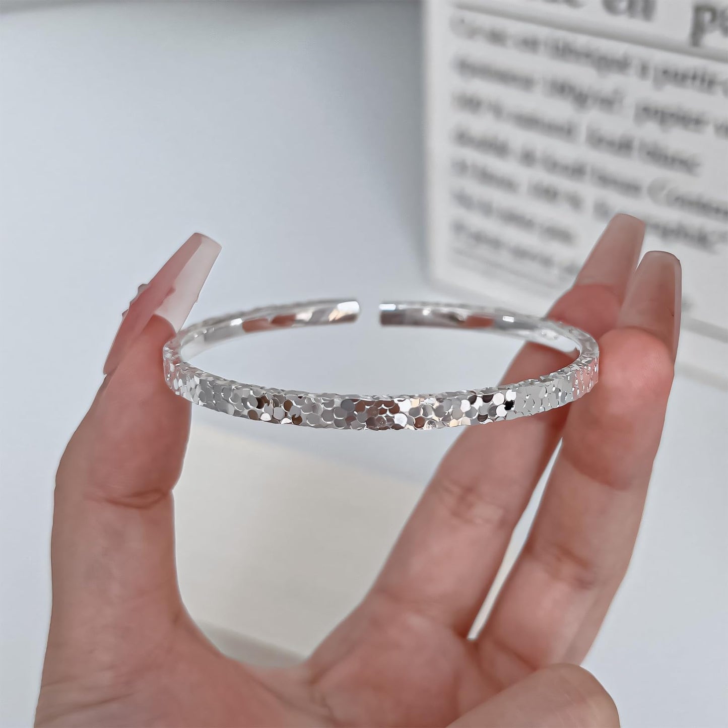 Handmade 925 Sterling Silver Bangle Bracelet For Women Hammered Bangles Open Adjustable Bangle For Women Stackable Statement Textured Bangle Bracelet Simple Dainty Silver Thin Bangle Jewelry For Women