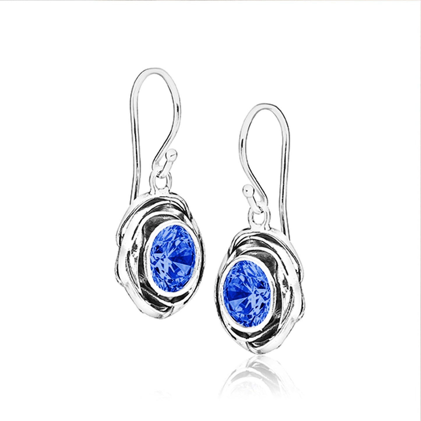 JEAN RACHEL JEWELRY 925 Sterling Silver Tanzanite CZ Drop Earrings
