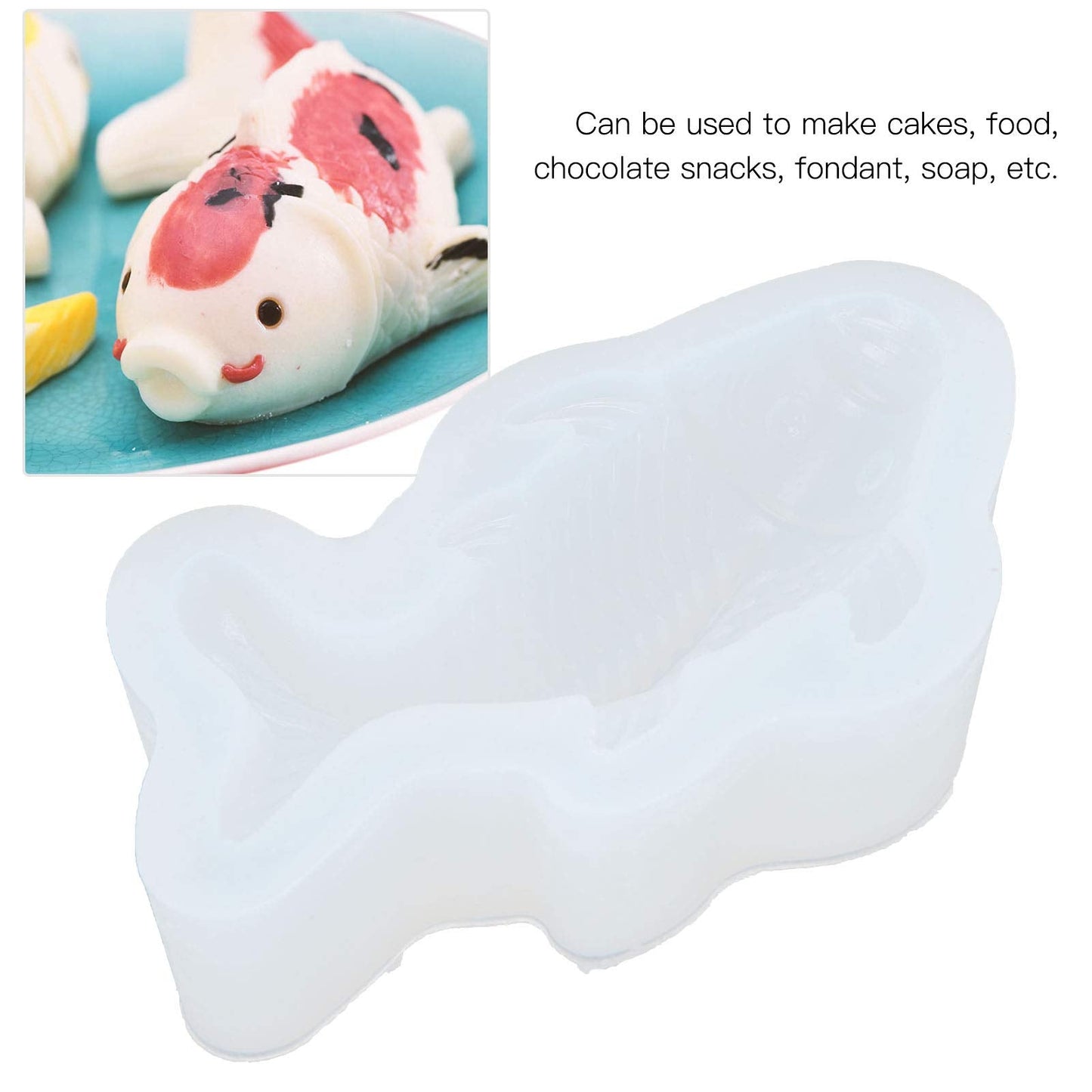 Silicone Koi Fish Mold for Chocolate, Fondant Cake, Ice Cream Making, DIY Baking Tool with Fish Shape Design