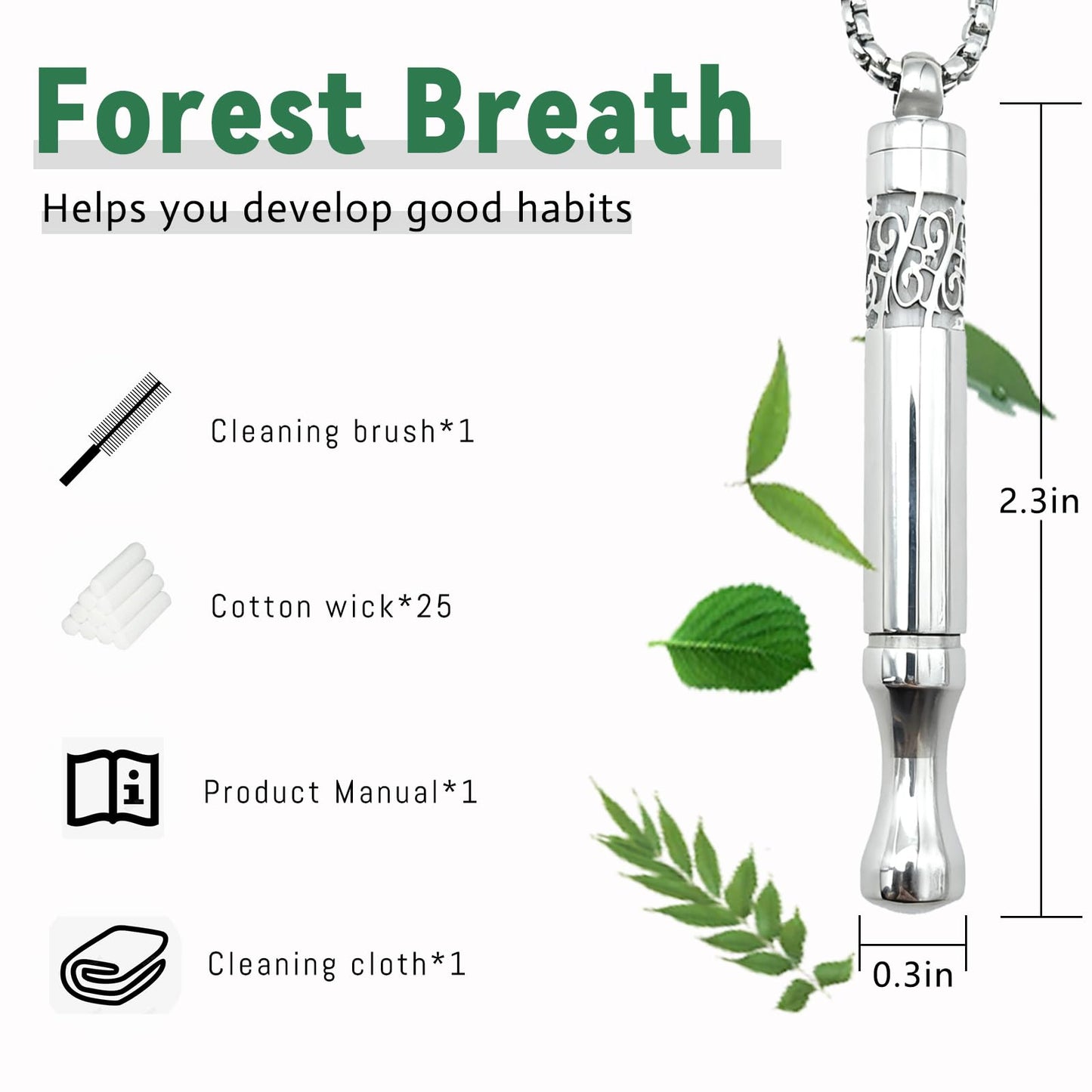 Quit Smoking Breathing Necklace V2,Breathing Necklace for Fidget Relief and Stress Relief,Naturally Switch from Bad Habits, Stop Smoking Aid for Anxiety Relief,Includes 6 Flavor core