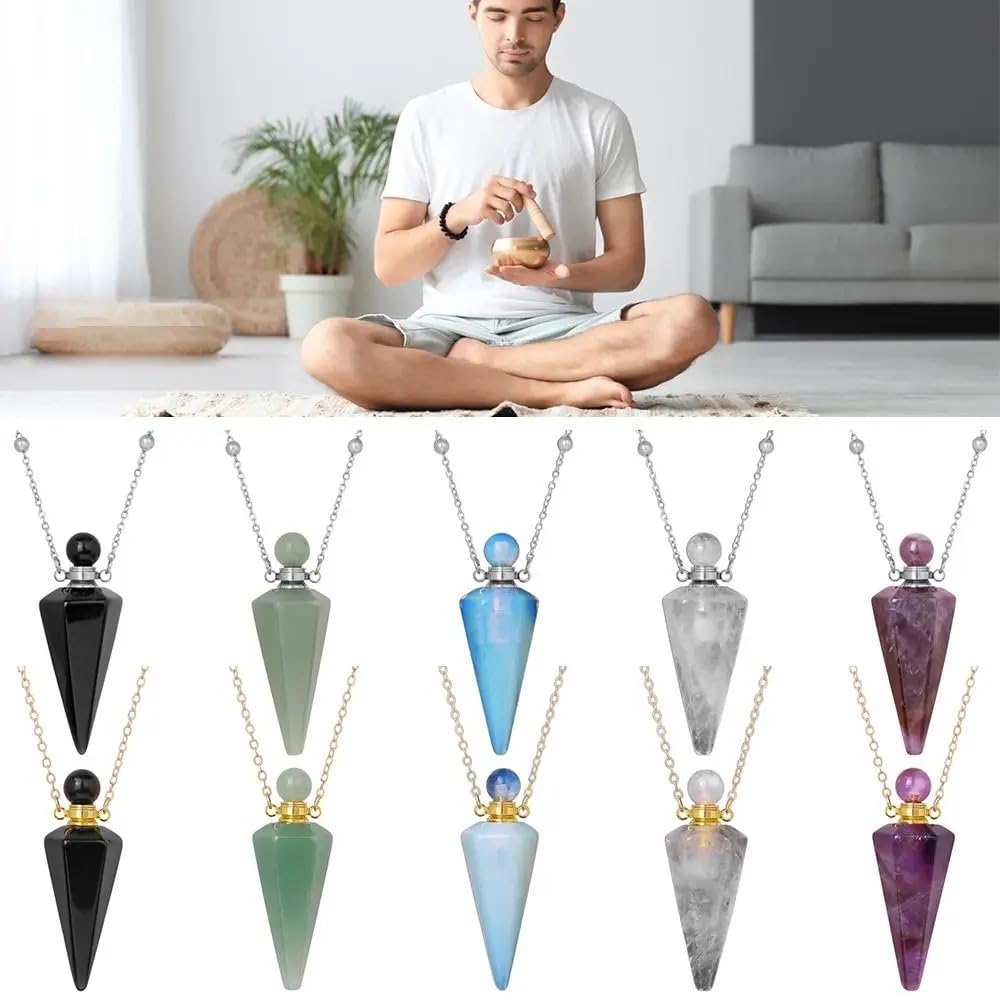 Generic 925 Sterling Silver Essential Oil Necklace, Unisex Cone Shape Pendant, Wellness Theme