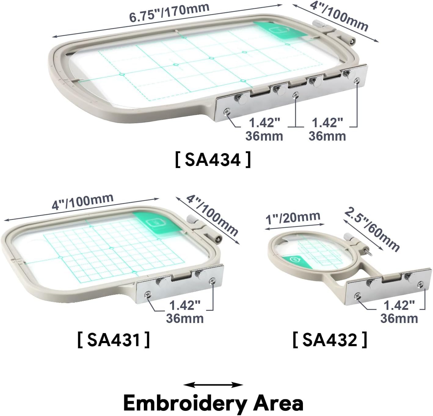 Maggiehoop Embroidery Hoops for Brother SE700 SE600 PE545 PE535 PE550D SE725 SE630 SE400 PE525 PE540D PE500 SE625 SE425 M380D LB5500 Innovis Babylock Brother Embroidery Machine Hoop (3in1-A Set)