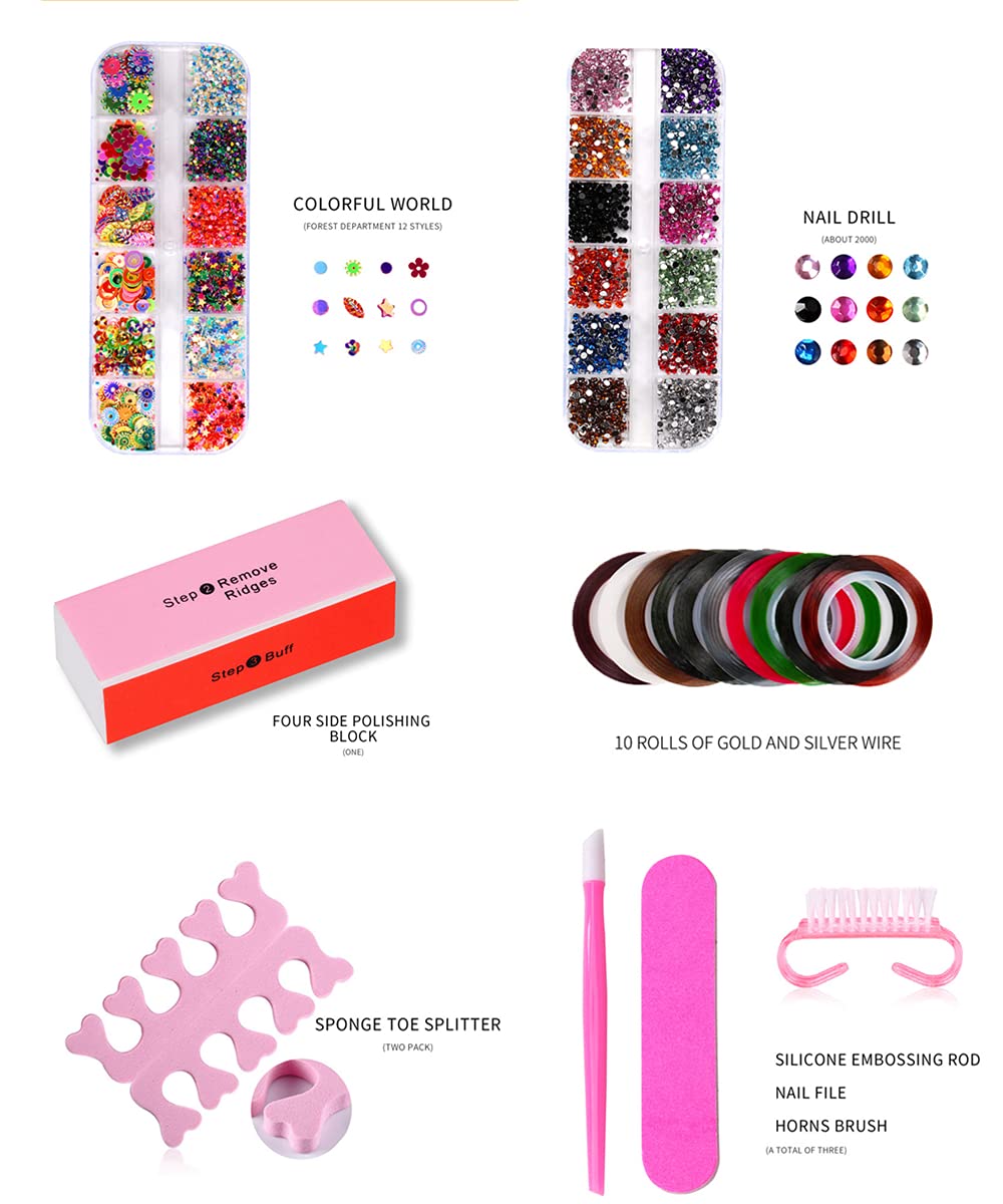 Portable UV Lamp LED Dry Nail Kit Manicure Nail Tool Set,Practical Nail Art Set,Electric Nail Drill with UV LED Nail Light ,3D Art Acrylic Nail Tools