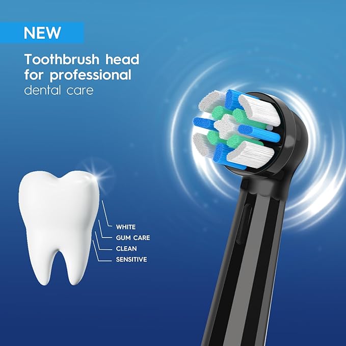 8 Pack IO Replacement Heads Compatible with Oral B iO 2/3/4/5/6/7/8/9/10 Series Electric Toothbrush, Brush Heads Compatible with Oral B iO for Gentle Dental Care (Black/White)