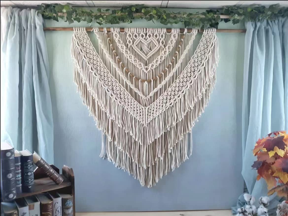 Macrame Cord 5mm x 165Yards, Natural Cotton Macrame Rope - 3 Strands Twisted Macrame Cotton Cord for Wall Hanging, Plant Hangers, Crafts, Gift Wrapping and Wedding Decorations