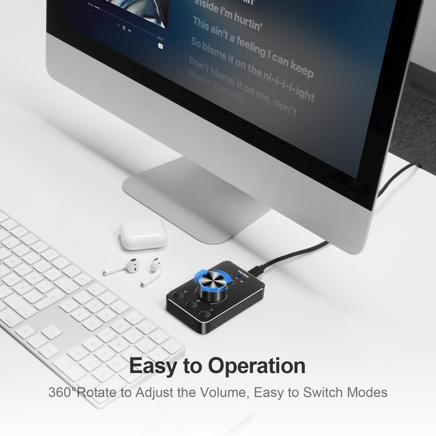 VAYDEER Volume Control Knob with One-Click Mute Function and 3 Volume Control Modes, USB Volume Knob Multimedia Controller for Win 7/8/10/Mac, Gift for Festivals Loved Ones