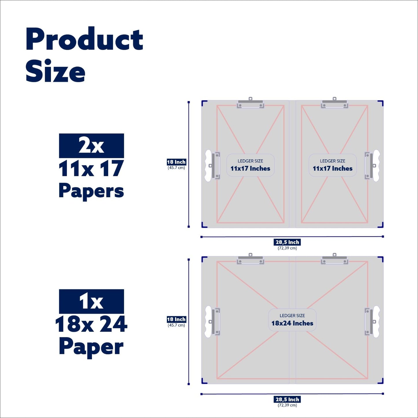 18x24 Clipboard - Foldable 18x24 File Folder & Drawing Board - Folds to 11x17 Clipboard, 4 Clips, Corner Protectors, Portable Art Portfolio, Architecture Folder, 11x17 Binder, Portfolio Binder (Green)